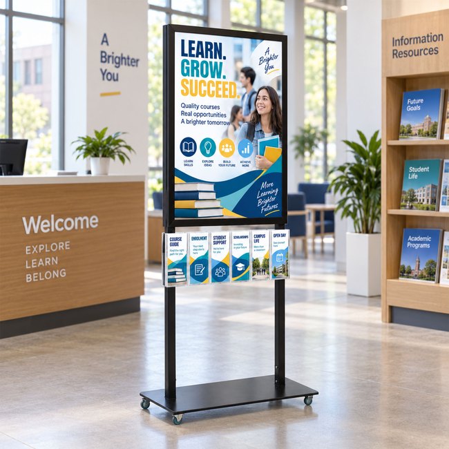 Tall Info Stand -  A1 Snap Frame with 6 DL Brochure Holders
