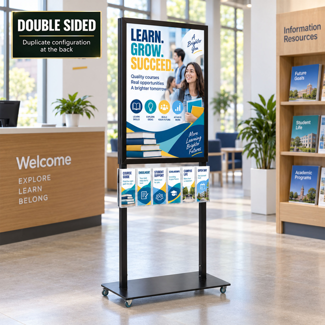 Tall Info Stand -  A1 Snap Frame with 6 DL Brochure Holders Double Sided