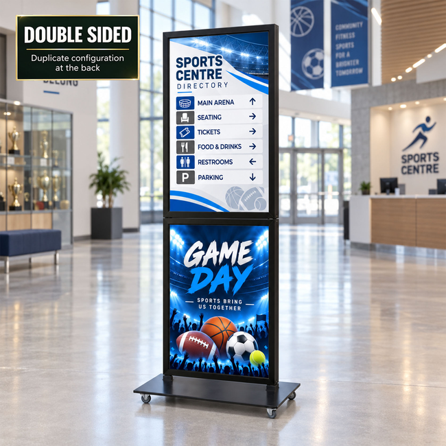 Tall Info Stand - with 2 x A1 Snap Frames Double Sided