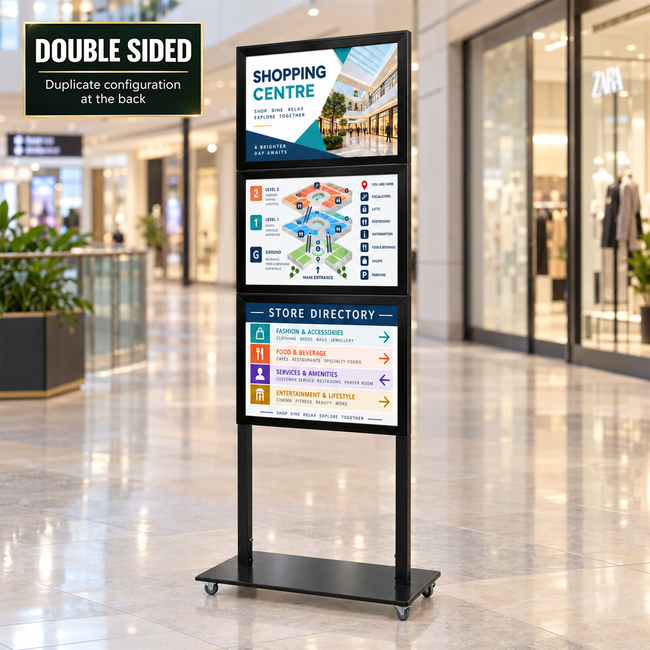 Tall Info Stand - with 3 x A2 Snap Frames Double Sided