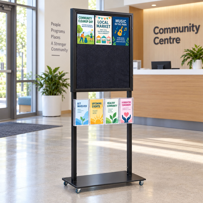 Tall Info Stand - 1 Felt Board with 4 A5 Brochure Holders