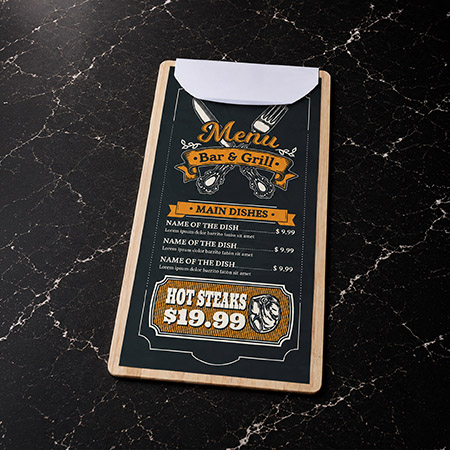 DL Portrait Wood Menu Clip Board