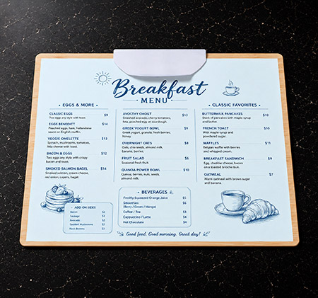 A4 Landscape Wood Menu Clip Board