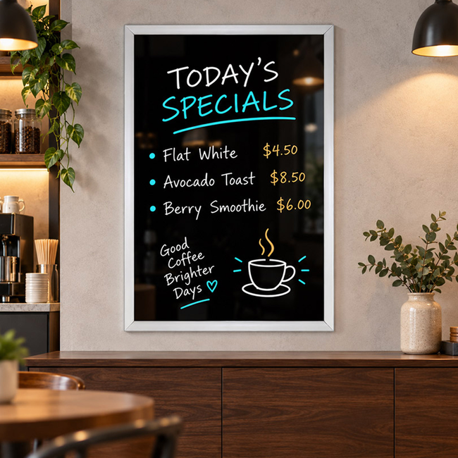 Silver 600 x 900mm Framed Menu Blackboard
