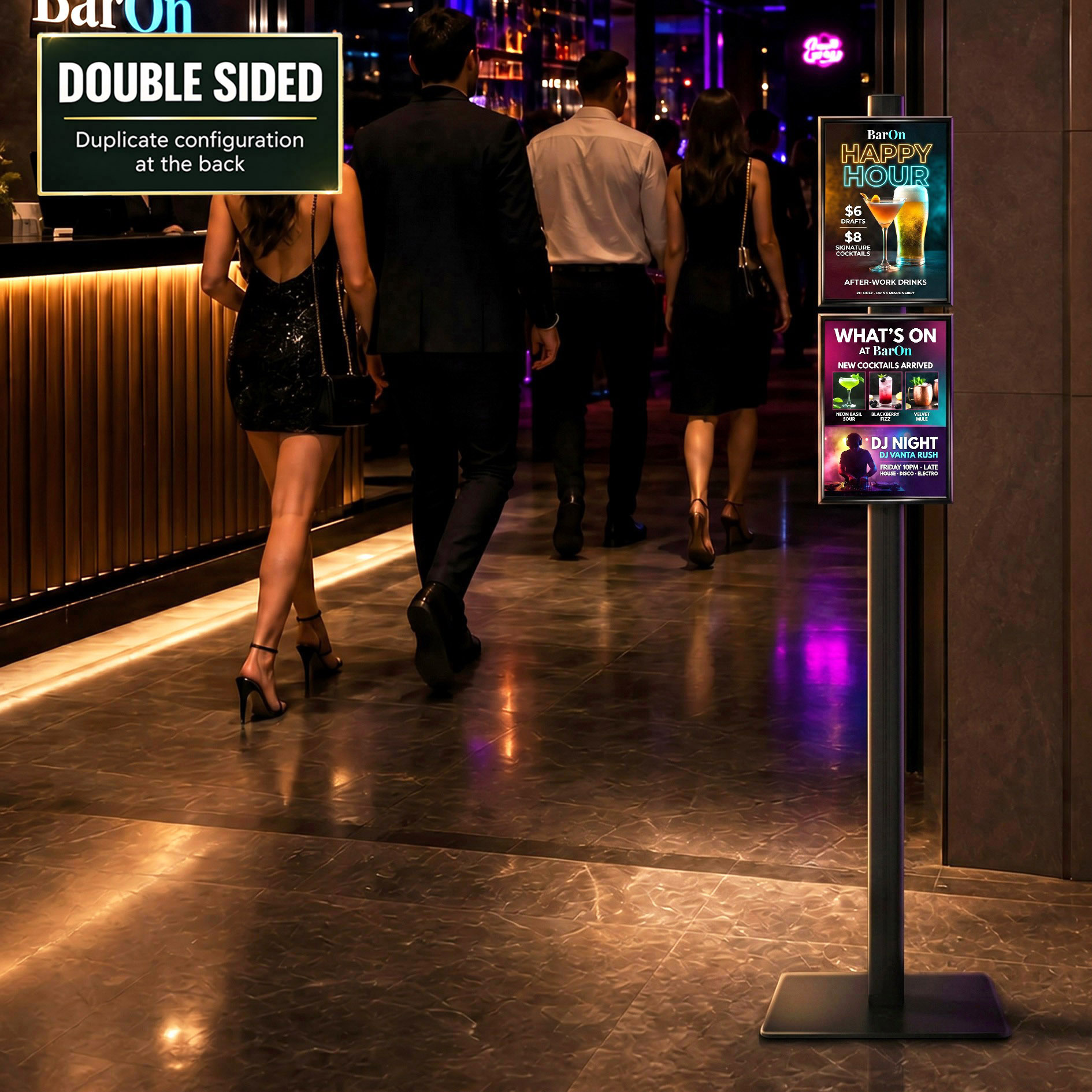 Black Retail Stand with 2 x A4 Snap Frames Double Sided