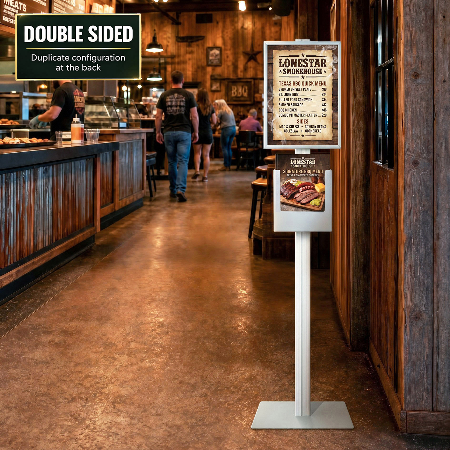 Retail Stand with A3 Snap Frame and A4 Brochure Holder Double Sided