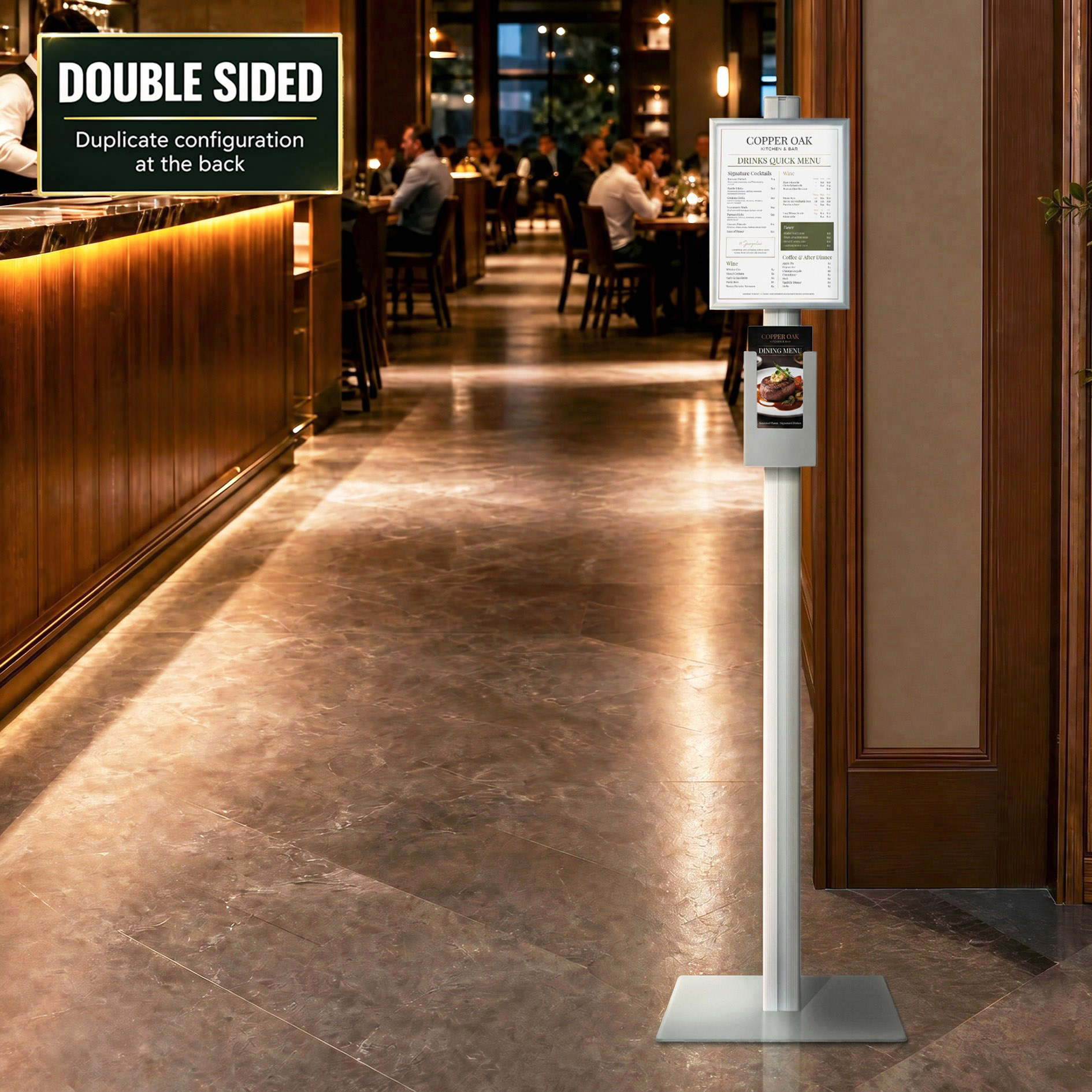 Retail Stand with A4 Snap Frame and DL Brochure Holder Double Sided