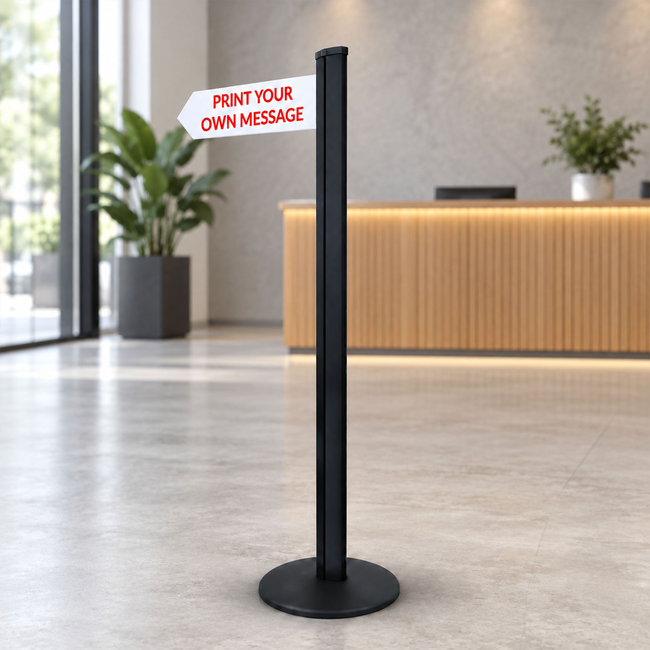 Direction Sign - 1 Arrow 1800mm Black Pole and Base 