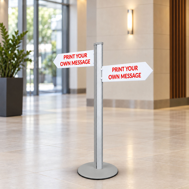 Direction Sign - 2 Arrows 1450mm Silver Pole and Base 