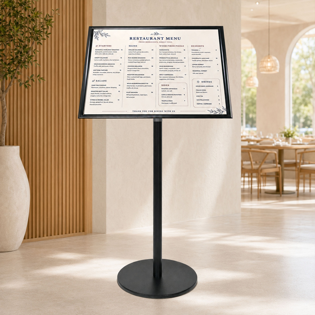 Black Ezi Pole with 1 A2 Landscape Square Cornered Snap Frames