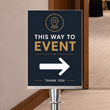 A3 Silver Portrait Sign Holder Clip attachment for Rope Queue Barrier Pole