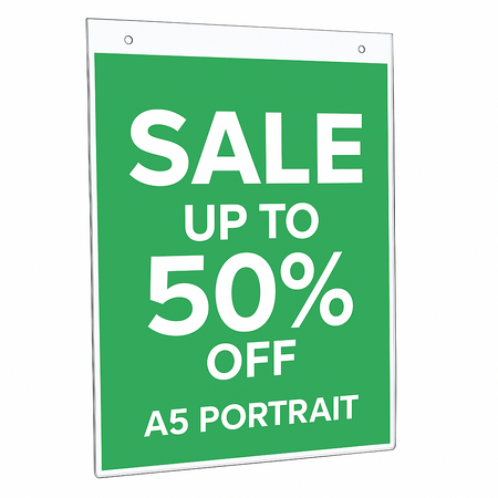 BULK SALE - 12 x A5 Clear Acrylic Ticket Holder / Sign Holder with Holes Portrait