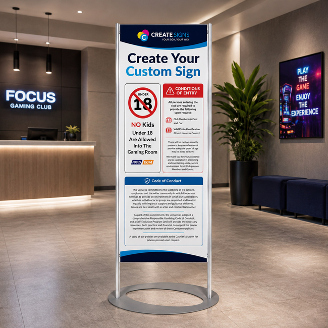 Custom Print Floor Stand 1800mm - Custom Sign 450mm x 1100mm