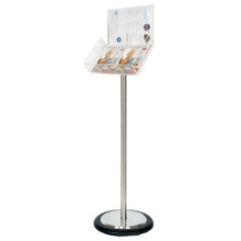 Silver Freestanding Brochure Holder Holds 2 A5 with Wheel Base 