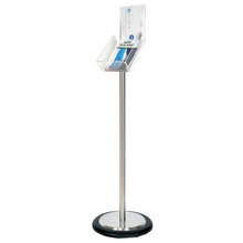 Silver Freestanding Brochure Holder Holds A4 with Wheel Base