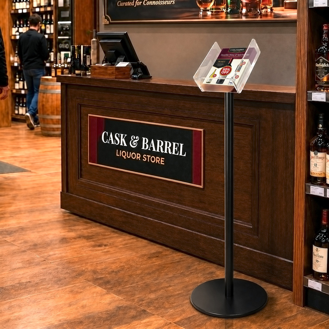 Black Freestanding Brochure Holder Holds A4