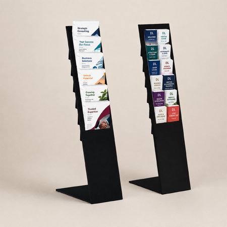 Black Mod Brochure Holder Display with Dividers