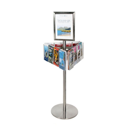 Stainless Steel Short Carousel Holds 12 DL & A4 Sign