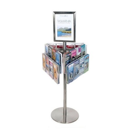 Stainless Steel Short Carousel Holds 24 DL & A4 Sign