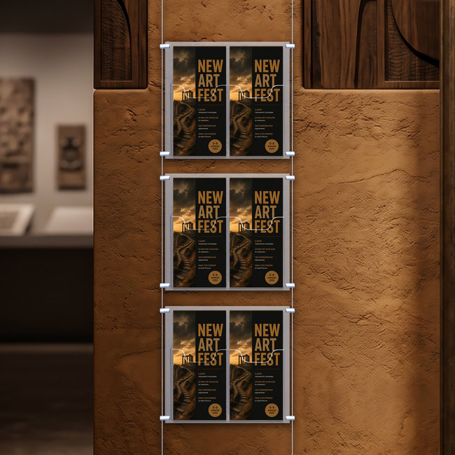 Cable Brochure System 1 Column with 6 DL Brochure Holders