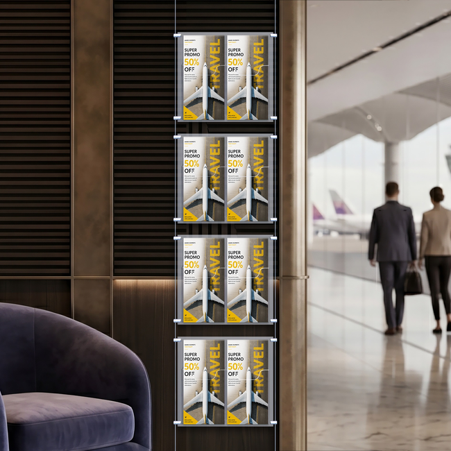 Cable Brochure System 1 Column with 8 DL Brochure Holders