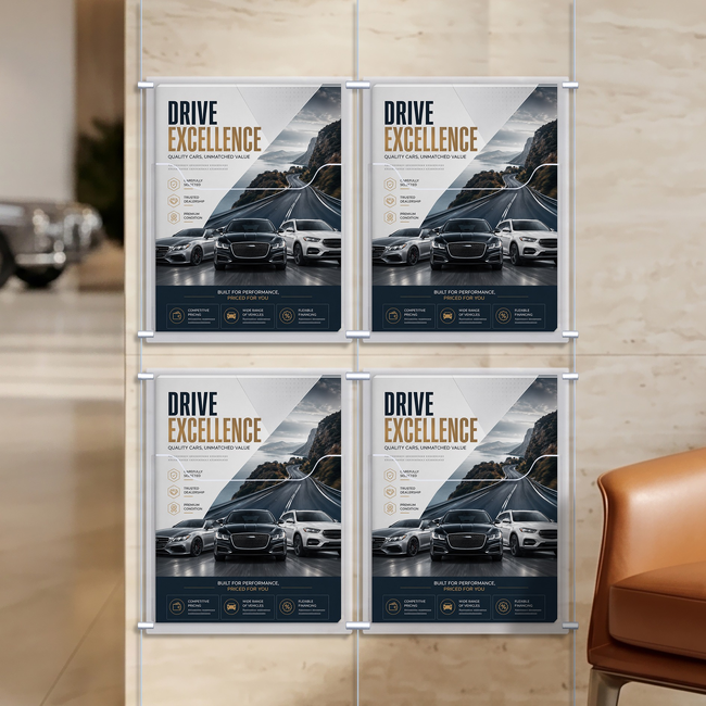 Cable Brochure System 2 Column with 4 A4 Brochure Holders