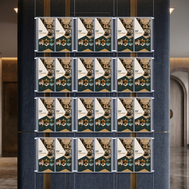 Cable Brochure System 3 Column with 24 DL Brochure Holders