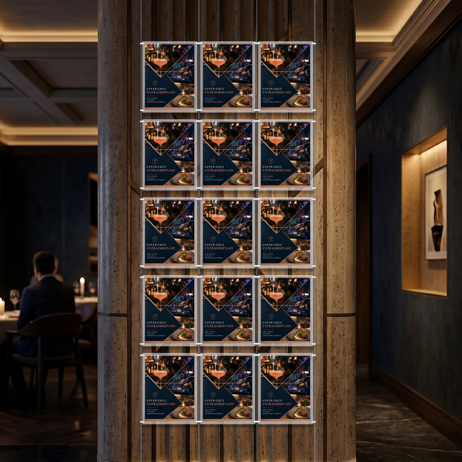 Cable Brochure System 3 Column with 15 A4 Brochure Holders