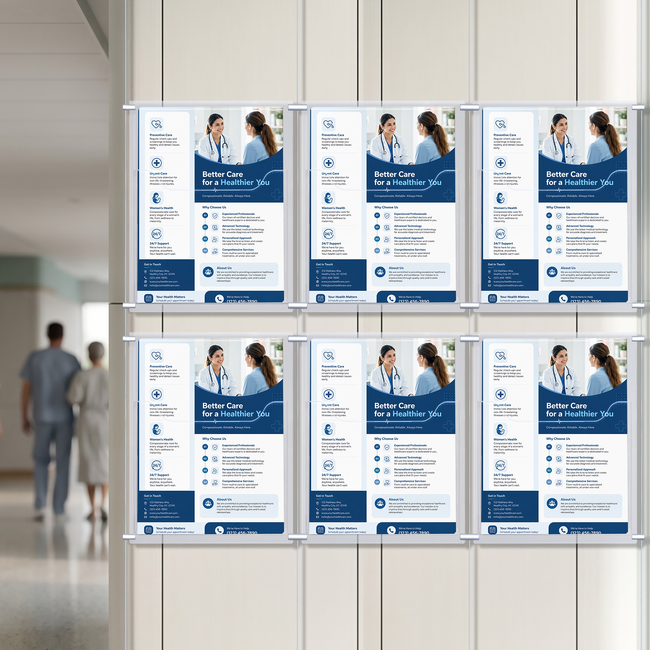 Cable Brochure System 3 Column with 6 A4 Brochure Holders
