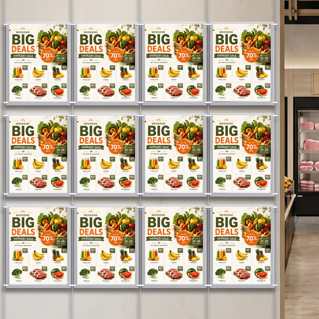 Cable Brochure System 4 Column with 12 A4 Brochure Holders