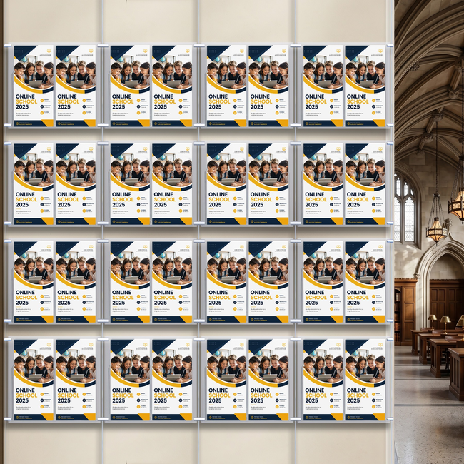 Cable Brochure System 4 Column with 32 DL Brochure Holders