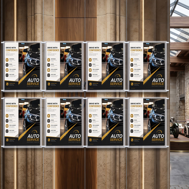 Cable Brochure System 4 Column with 8 A4 Brochure Holders