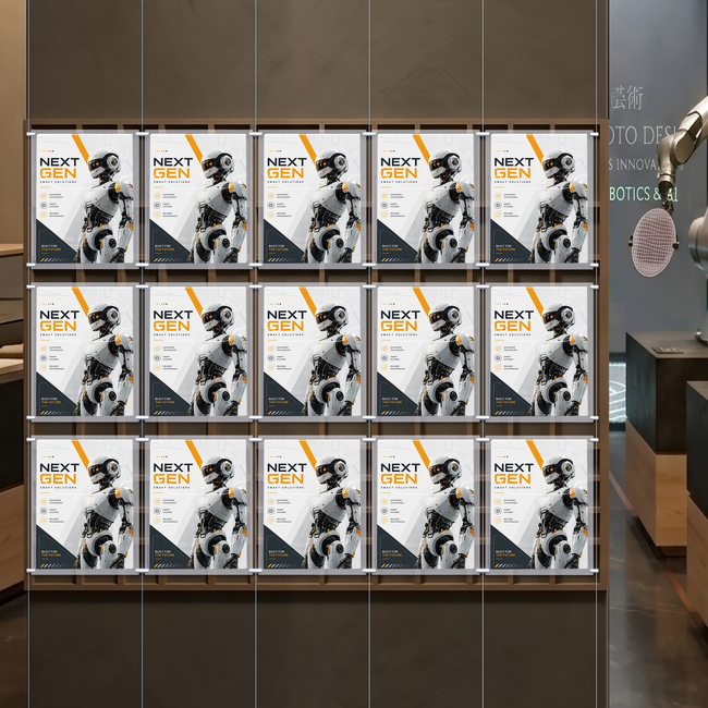 Cable Brochure System 5 Column with 15 A4 Brochure Holders
