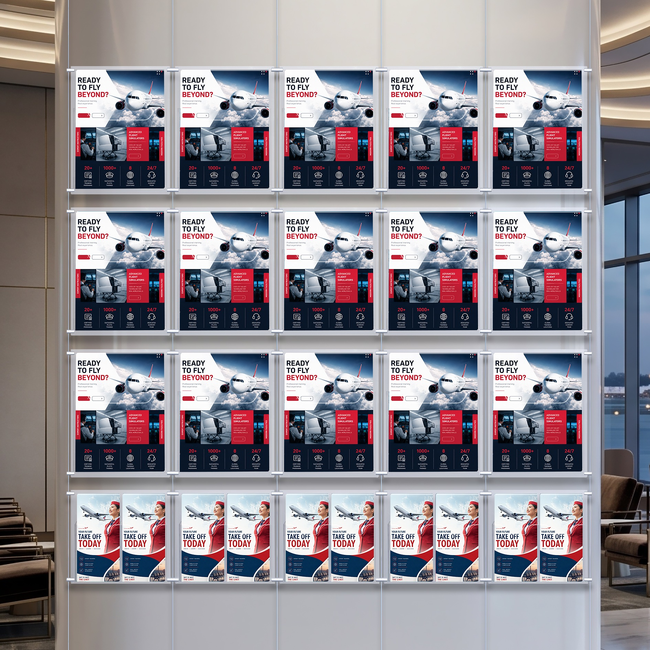 Cable Brochure System 5 Column with 15 A4 & 10 DL Brochure Holders