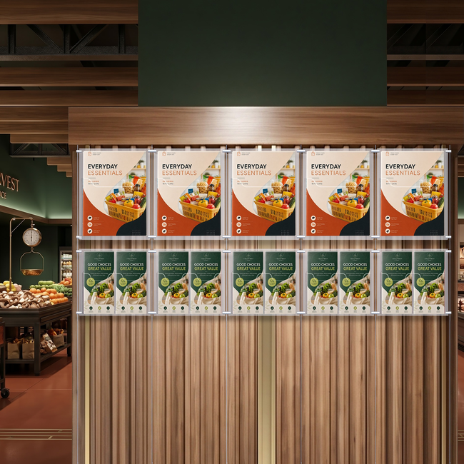 Cable Brochure System 5 Column with 5 A4 & 10 DL Brochure Holders