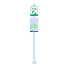Silver Dog Waste Bag Dispenser , Silver 1800mm Pole and A4 Printed Sign