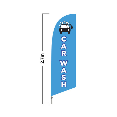 Blue Car Wash 2.7 Meter Double Side Feather Flag