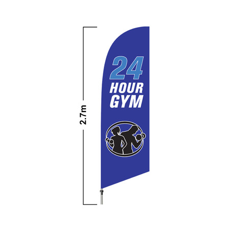 Blue 24H Gym 2.7 Meter Double Side Feather Flag