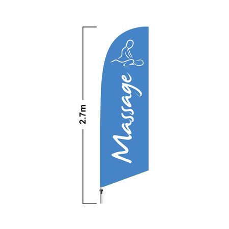 Blue Massage 2.7 Meter Double Side Feather Flag