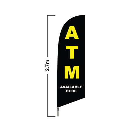 Black ATM 2.7 Meter Double Side Feather Flag