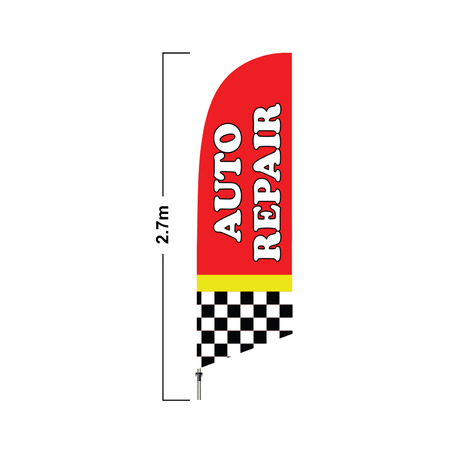 Red and Yellow Auto Repair 2.7 Meter Double Side Feather Flag