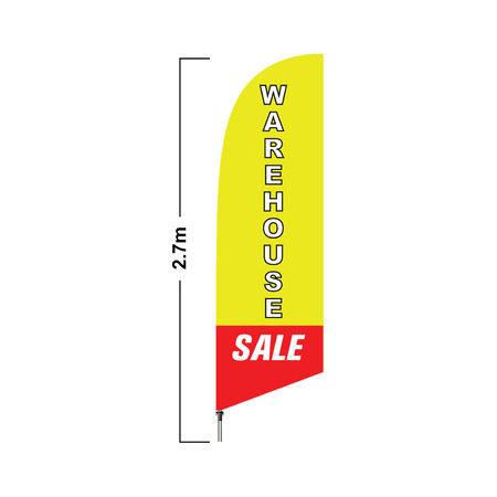 Yellow Warehouse Sale 2.7 Meter Double Side Feather Flag