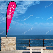Single Sided 4.3 Meter Tear Fabric Flag with 180 Degree Floor Mount Base 