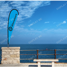 Single Sided 3.3 Meter Tear Fabric Flag with 180 Degree Floor Mount Base 