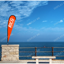 Single Sided 2.3 Meter Tear Fabric Flag with 180 Degree Floor Mount Base 