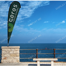 Double Sided 4.3 Meter Tear Fabric Flag with 180 Degree Floor Mount Base 