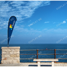 Double Sided 2.3 Meter Tear Fabric Flag with 180 Degree Floor Mount Base 
