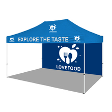 Promotional Gazebo Display 4.5m x 3m with one Full Colour Single Sided Printed 4.5 meter Back Wall. Internal Print Only.