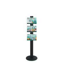 Freestanding 1450mm Black Combo  Brochure Holder 6 A5