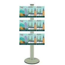 Freestanding 1400mm Silver Combo  Brochure Holder 9 A4